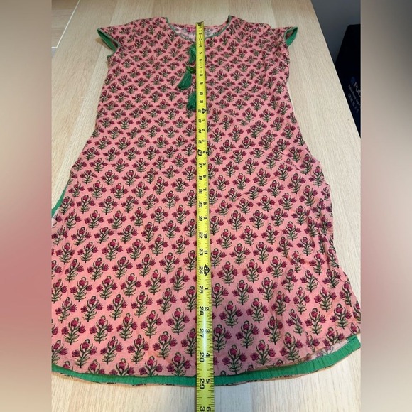 Biba Girls Floral Tunic Dress Size 10 Pink Bird Tassel Boho Folk Cottagecore - Picture 10 of 10
